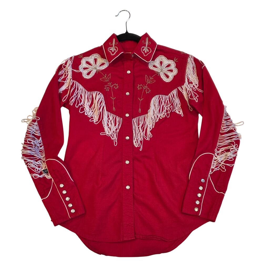 Rockmount Ranch Wear 1940s Model 7723 Red Fringe Western Shirt Womens Small